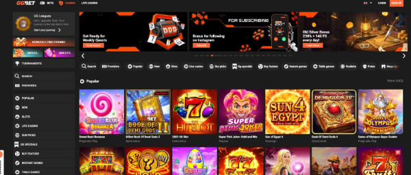 GXbet Casino Interface